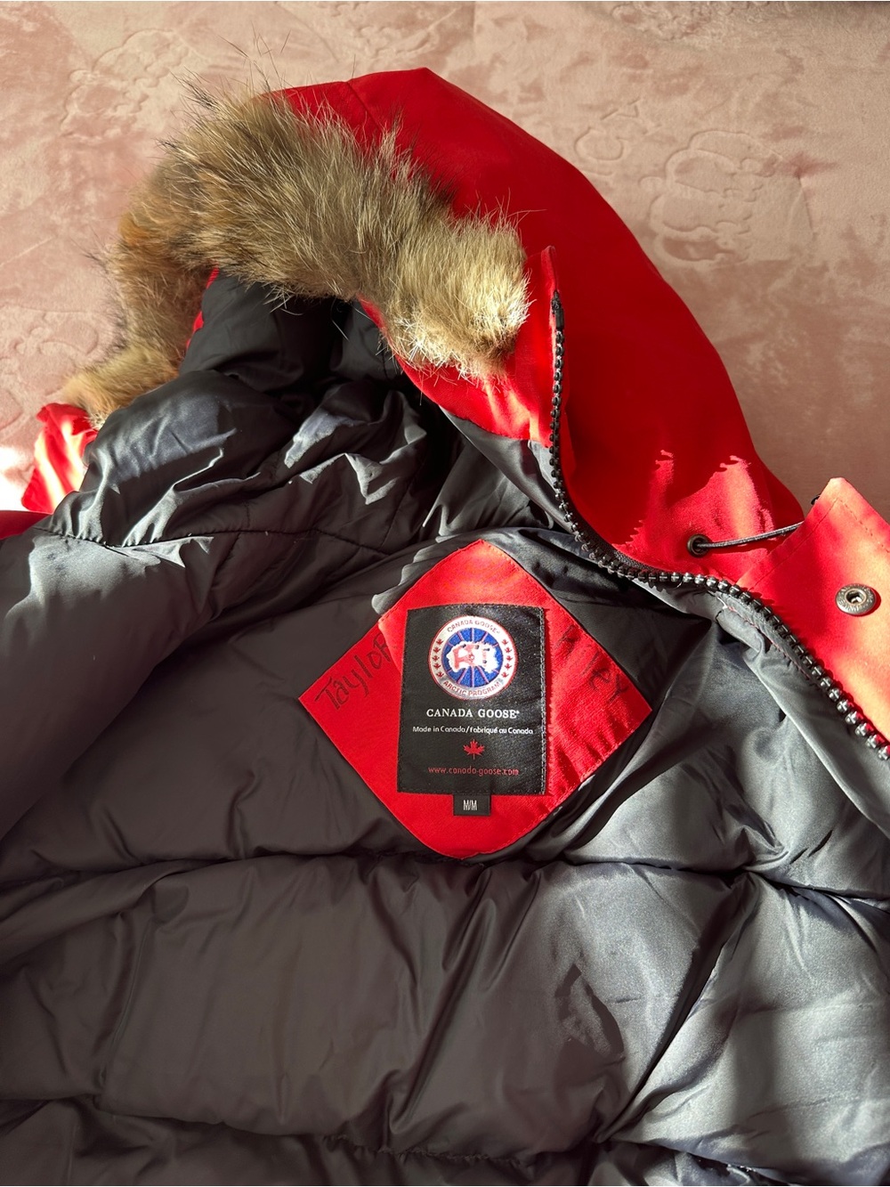 Canada Goose Red Jacket with Branded Pocket - Picture 5 of 7